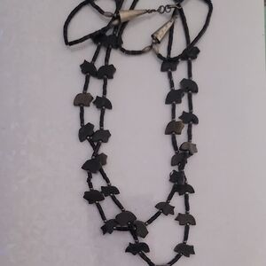 Black Beaded Necklace Native American